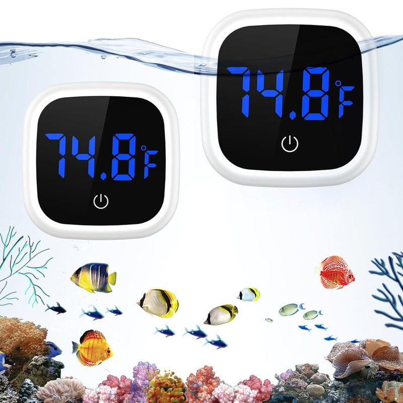 Ankilo Upgraded Aquarium Thermometer, 2 Pack Digital Fish Tank Thermometer, Large LED HD Display ±0.1°F, Fahrenheit Tank Temperature Measurement for Fish, Axolotl, Turtle - Image 1